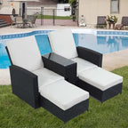 Lot de 5 chaises longues de jardin noires en osier, à dossier inclinable, en promotion
