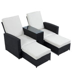 Lot de 5 chaises longues de jardin noires en osier, à dossier inclinable, en promotion