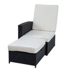 Lot de 5 chaises longues de jardin noires en osier, à dossier inclinable, en promotion
