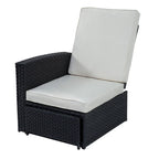 5-Piece Black Wicker Outdoor Recliner Chaise Lounge Sofa Clearance