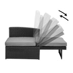 Lot de 5 chaises longues de jardin noires en osier, à dossier inclinable, en promotion