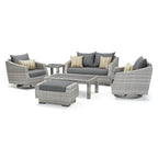 Ensemble de 6 pièces de patio extérieur Cannes Sunbrella : Causeuse et fauteuils club à bascule