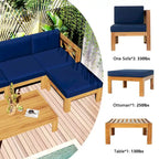Ensemble de canapé d'angle d'extérieur en bois d'acacia naturel avec table solide