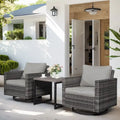 Ensemble de 3 fauteuils pivotants avec table basse - Gris