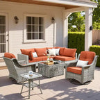 Ensemble de mobilier de jardin extérieur en rotin et osier XIZZI 8 pièces avec chaise pivotante