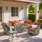 Ensemble de mobilier de jardin extérieur en rotin et osier XIZZI 8 pièces avec chaise pivotante