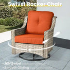 Ensemble de mobilier de jardin extérieur en rotin et osier XIZZI 8 pièces avec chaise pivotante