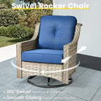 Ensemble de mobilier de jardin extérieur en rotin et osier XIZZI 8 pièces avec chaise pivotante