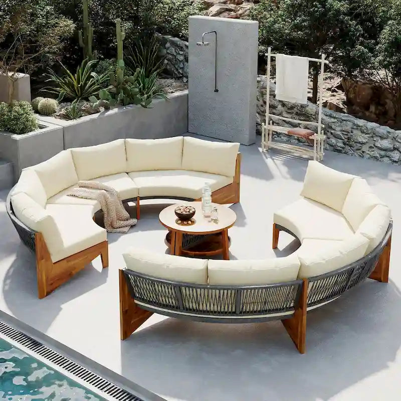 6 Person Outdoor Seating Group with Cushions and A Coffee Table