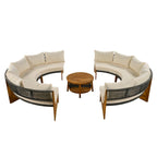 Ensemble de salon de jardin 6 places avec coussins et table basse