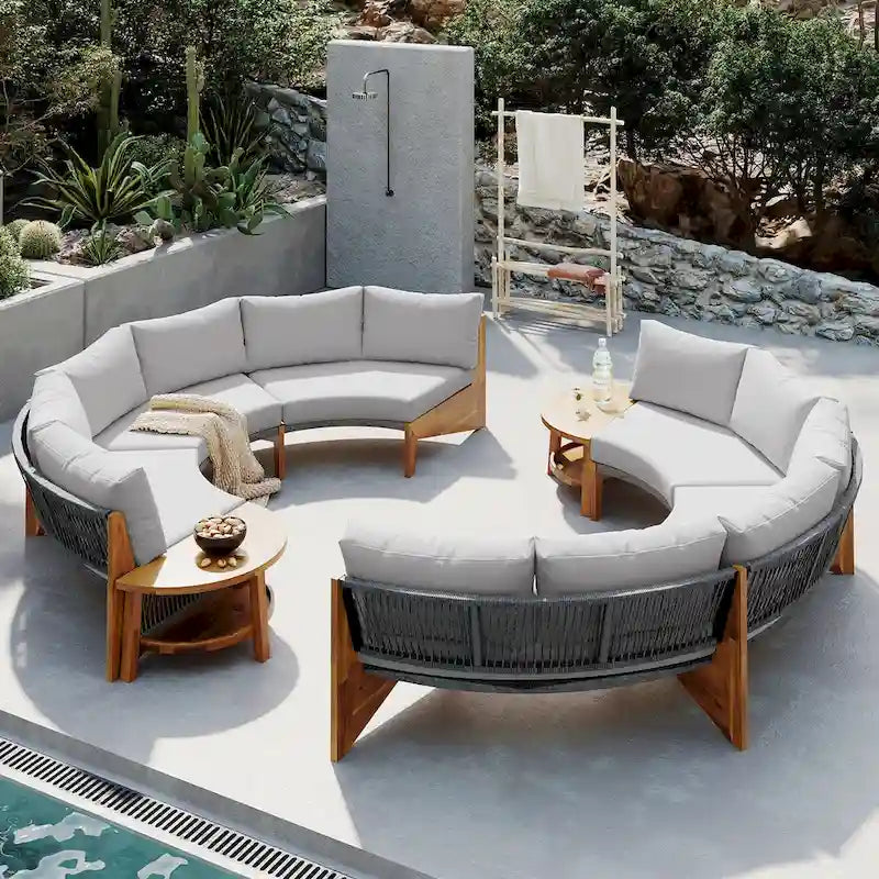 Ensemble de salon de jardin 6 places avec coussins et table basse