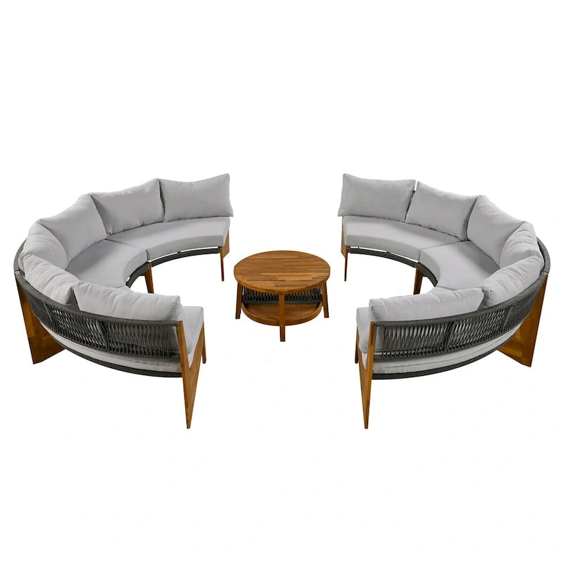 Ensemble de salon de jardin 6 places avec coussins et table basse