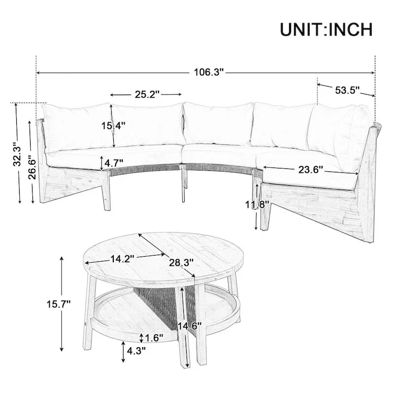 6 Person Outdoor Seating Group with Cushions and A Coffee Table