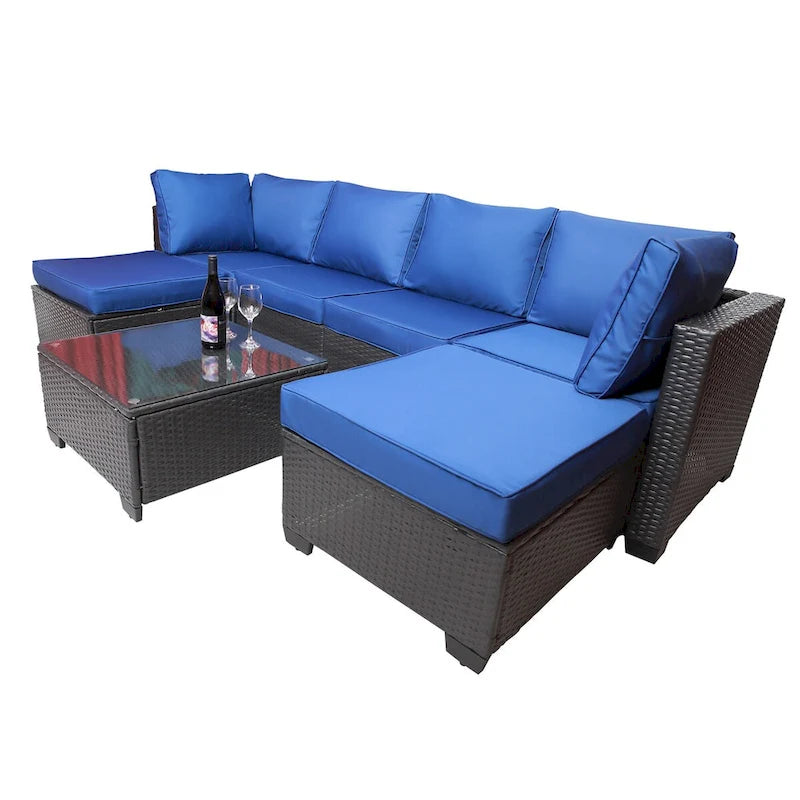 Salon de jardin en rotin synthétique (7 pièces)