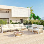 Ensemble de canapé d'angle de patio moderne en métal 7 pièces avec coussins épais