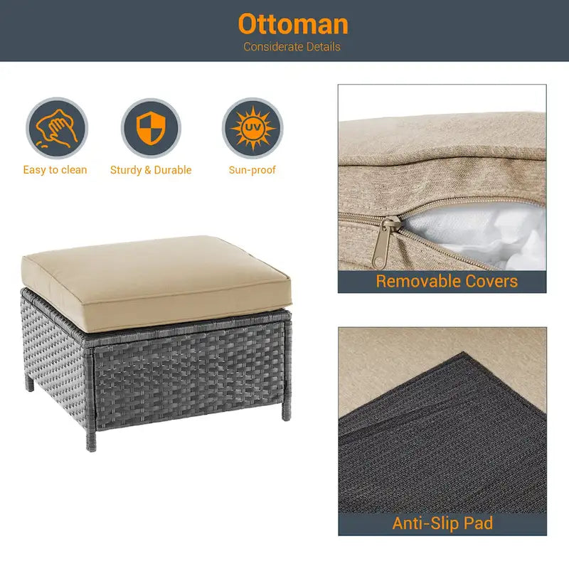 Ensemble de conversation LIVOOSUN de 8 meubles de patio en rotin gris
