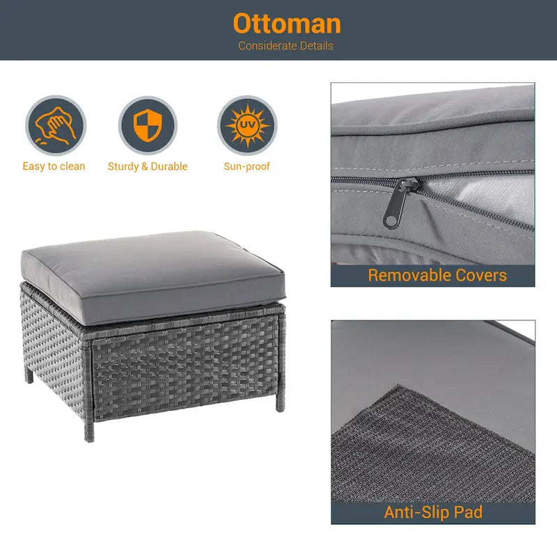 Ensemble de conversation LIVOOSUN de 8 meubles de patio en rotin gris