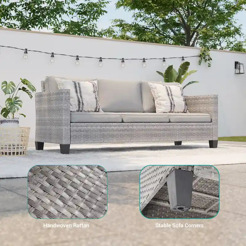 Ensemble de conversation LIVOOSUN de 8 meubles de patio en rotin gris