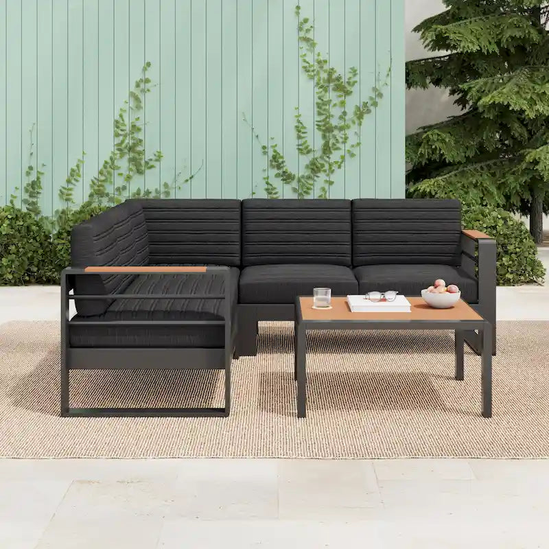 Ensemble de canapés modulaires d'extérieur Sornsa à 4 places avec cadre en aluminium par Christopher Knight Home