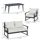 4 Piece Aluminum Patio Conversation Set with Cushions