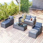 Ensemble de patio extérieur de 6 pièces, salon de jardin pour 7 personnes