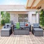 Ensemble de patio extérieur de 6 pièces, salon de jardin pour 7 personnes