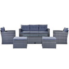 Ensemble de patio extérieur de 6 pièces, salon de jardin pour 7 personnes