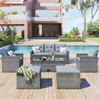 Ensemble de patio extérieur de 6 pièces, salon de jardin pour 7 personnes