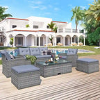 Ensemble de patio extérieur de 6 pièces, salon de jardin pour 7 personnes