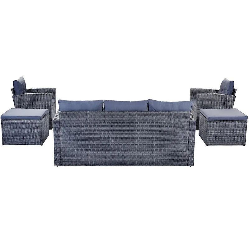 6 PCS Outdoor Patio Set Dining Conversation Sectional Set for 7