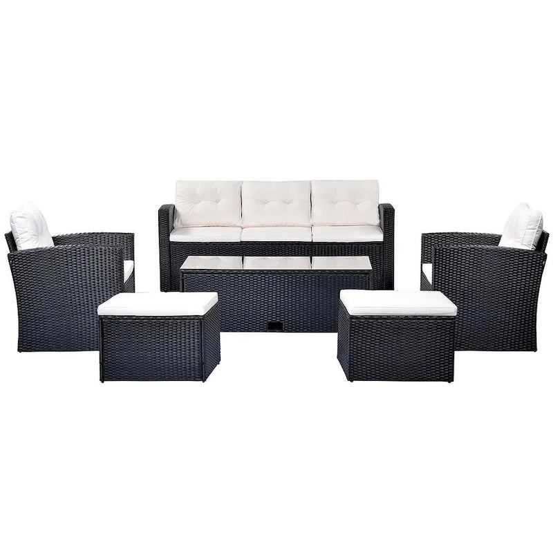 6 PCS Outdoor Patio Set Dining Conversation Sectional Set for 7