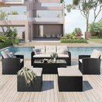 6 PCS Outdoor Patio Set Dining Conversation Sectional Set for 7