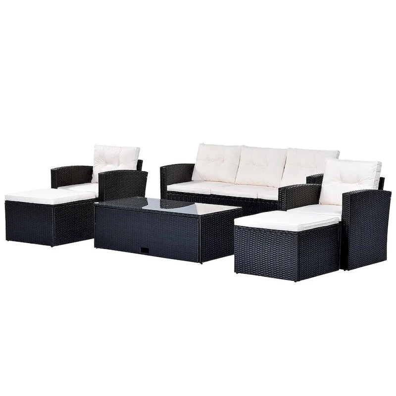 6 PCS Outdoor Patio Set Dining Conversation Sectional Set for 7