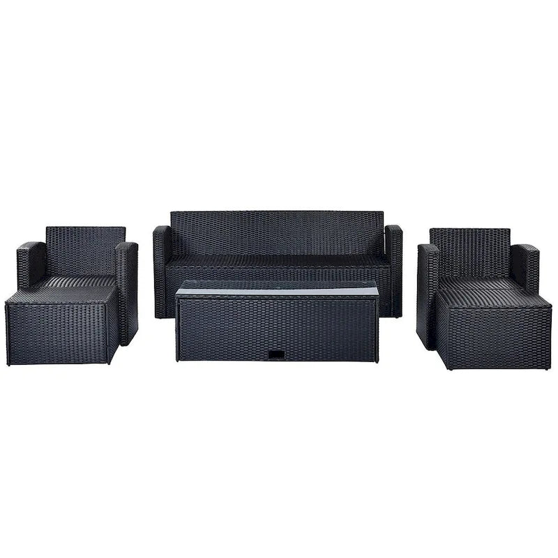 6 PCS Outdoor Patio Set Dining Conversation Sectional Set for 7