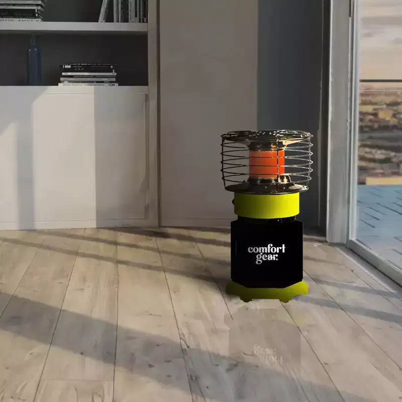 Chauffage au propane portatif Comfort Gear à 360 degrés pour usage intérieur/extérieur, 7 500 à 10 000 BTU, idéal pour terrasse, garage, camping, tente, réservoir de propane de 1 livre