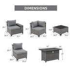 13-Piece 10 Person Patio Free Combination Wicker Conversation Set With Waterproof Cushions and Firepit Table