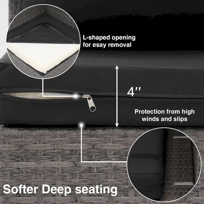 13-Piece 10 Person Patio Free Combination Wicker Conversation Set With Waterproof Cushions and Firepit Table
