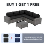 13-Piece 10 Person Patio Free Combination Wicker Conversation Set With Waterproof Cushions and Firepit Table