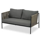 Ensemble de patio en corde d'extérieur 4 pièces pour 4 personnes avec coussins et table en verre