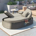 Lit de soleil extérieur double pour terrasse avec coussins et oreillers