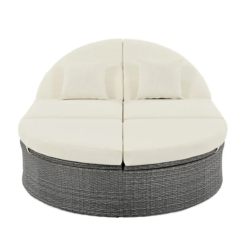 Outdoor Sun Bed Patio 2-Person Daybed with Cushions and Pillows