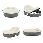 Outdoor Sun Bed Patio 2-Person Daybed with Cushions and Pillows