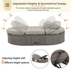 Outdoor Sun Bed Patio 2-Person Daybed with Cushions and Pillows
