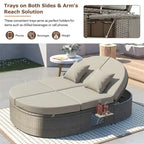Outdoor Sun Bed Patio 2-Person Daybed with Cushions and Pillows