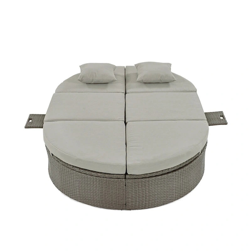 Lit de soleil extérieur double pour terrasse avec coussins et oreillers