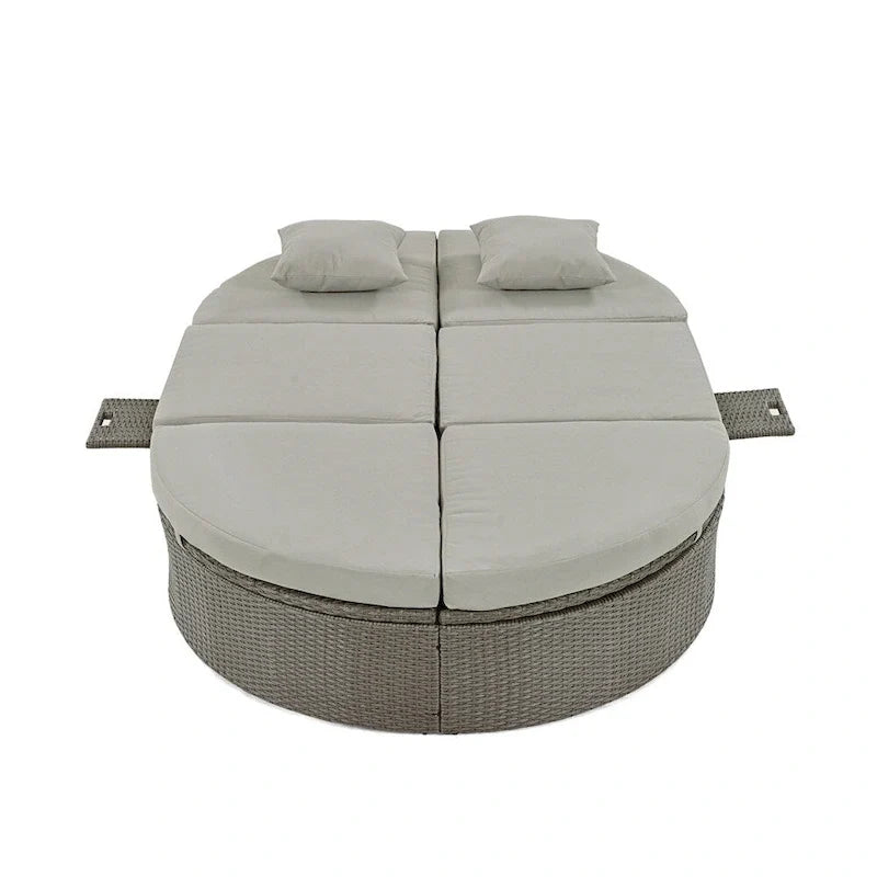 Outdoor Sun Bed Patio 2-Person Daybed with Cushions and Pillows
