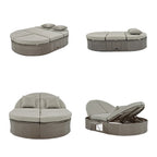 Lit de soleil extérieur double pour terrasse avec coussins et oreillers