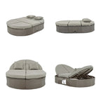 Outdoor Sun Bed Patio 2-Person Daybed with Cushions and Pillows