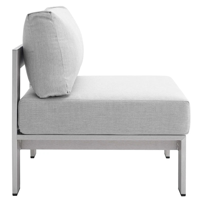 Shore Sunbrella Fabric Outdoor Patio Aluminum 7 Piece Sectional Sofa Set