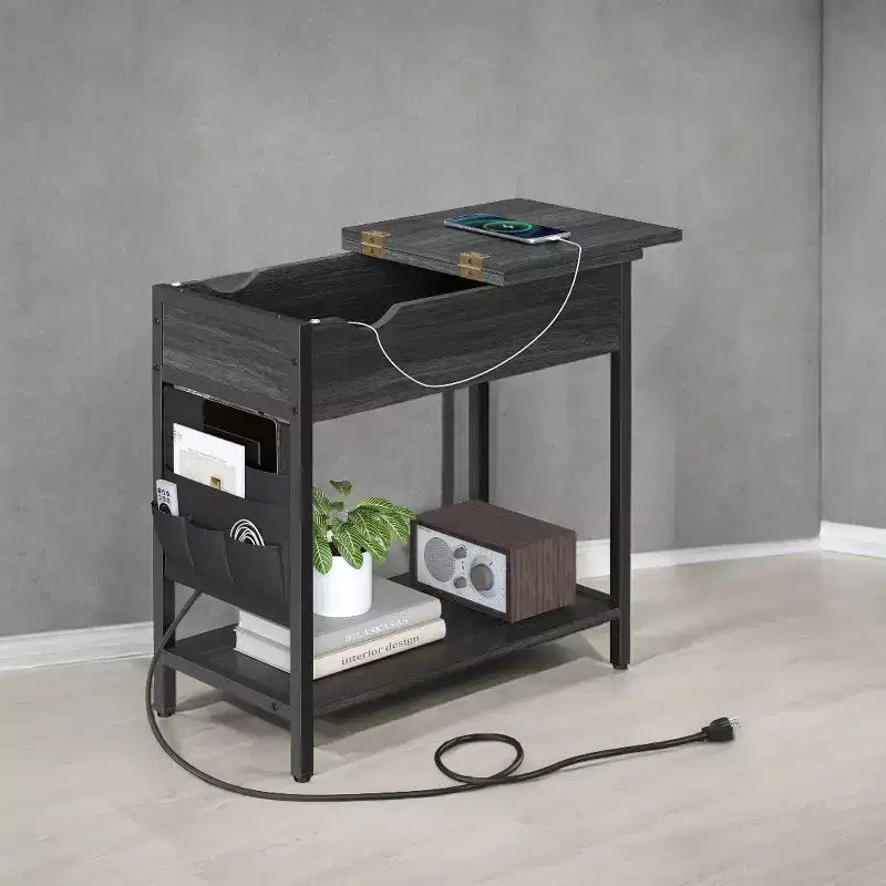 Tables d'appoint avec rangement Chambre Petite table d'appoint avec station de charge Table d'appoint avec tiroir pour salon